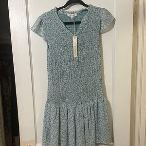 She + Sky Teal Smocked Dress